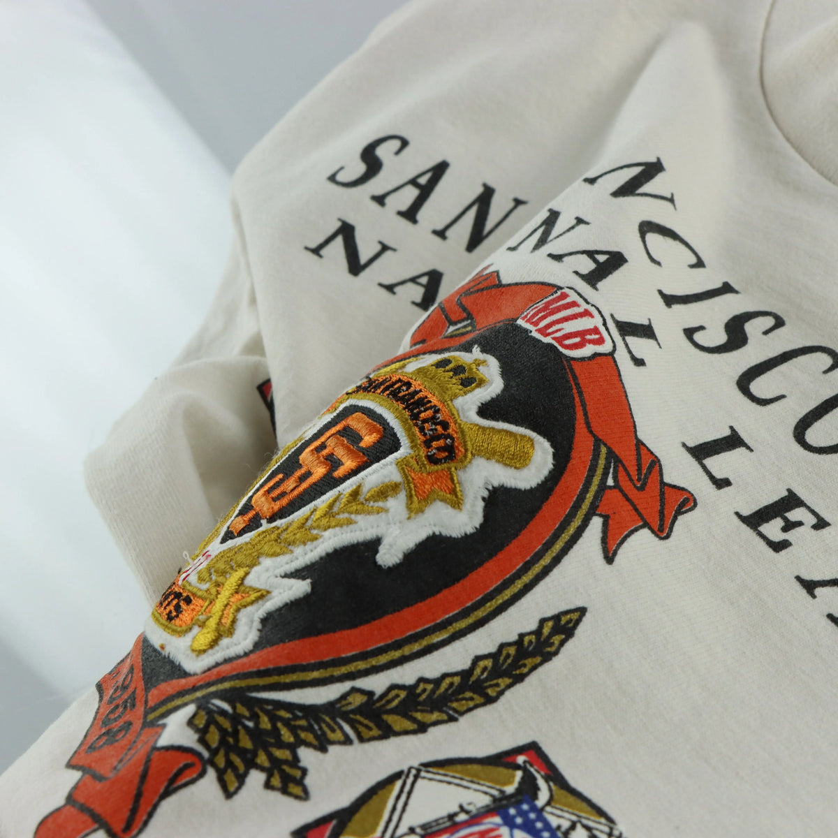 Vintage 1991 San Francisco Giants Embroidered Patch Single Stitch Tee USA Made (M) - Vintage Sole Melbourne
