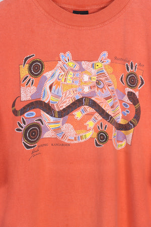 Aboriginal Art 'Boxing Kangaroos Colourful AUS Made Tee (XL-XXL)