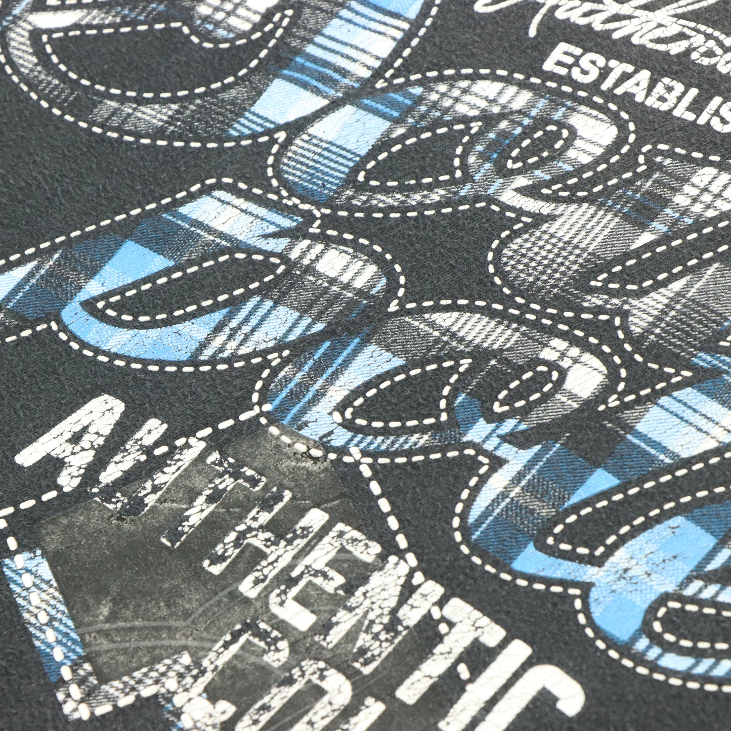 SOUTH POLE Y2K Plaid Logo Grunge 'Authentic Collection' Faded Tee (XL)