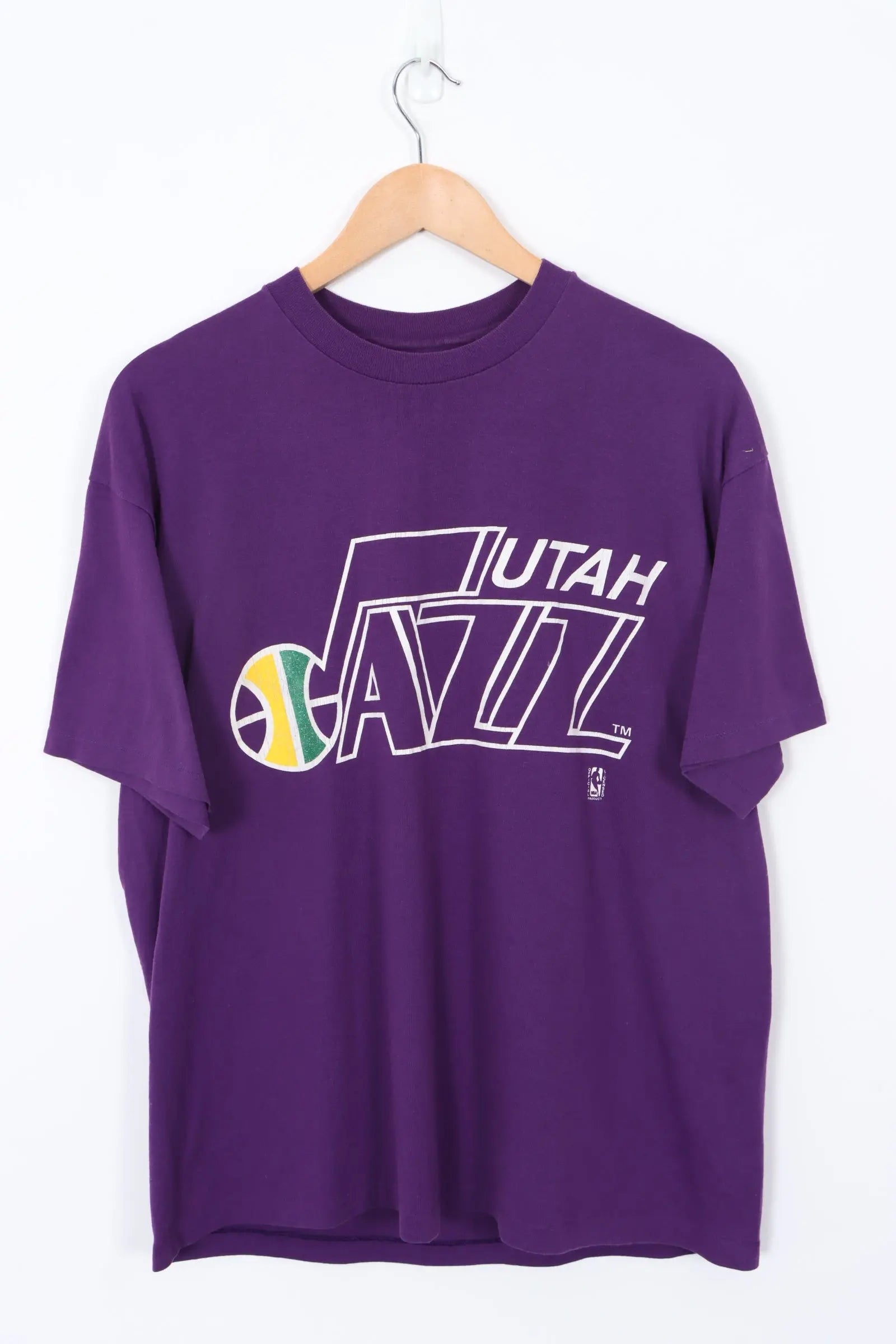 Utah Jazz Basketball Team NBA 50/50 USA Made Purple Tee (M-L