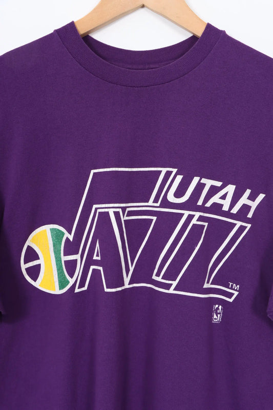 Utah Jazz Basketball Team NBA 50/50 USA Made Purple Tee (M-L) Vintage Sole Melbourne