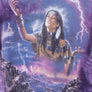 1999 THE MOUNTAIN Native American Lighting Purple Tie-Dye Tee (L)