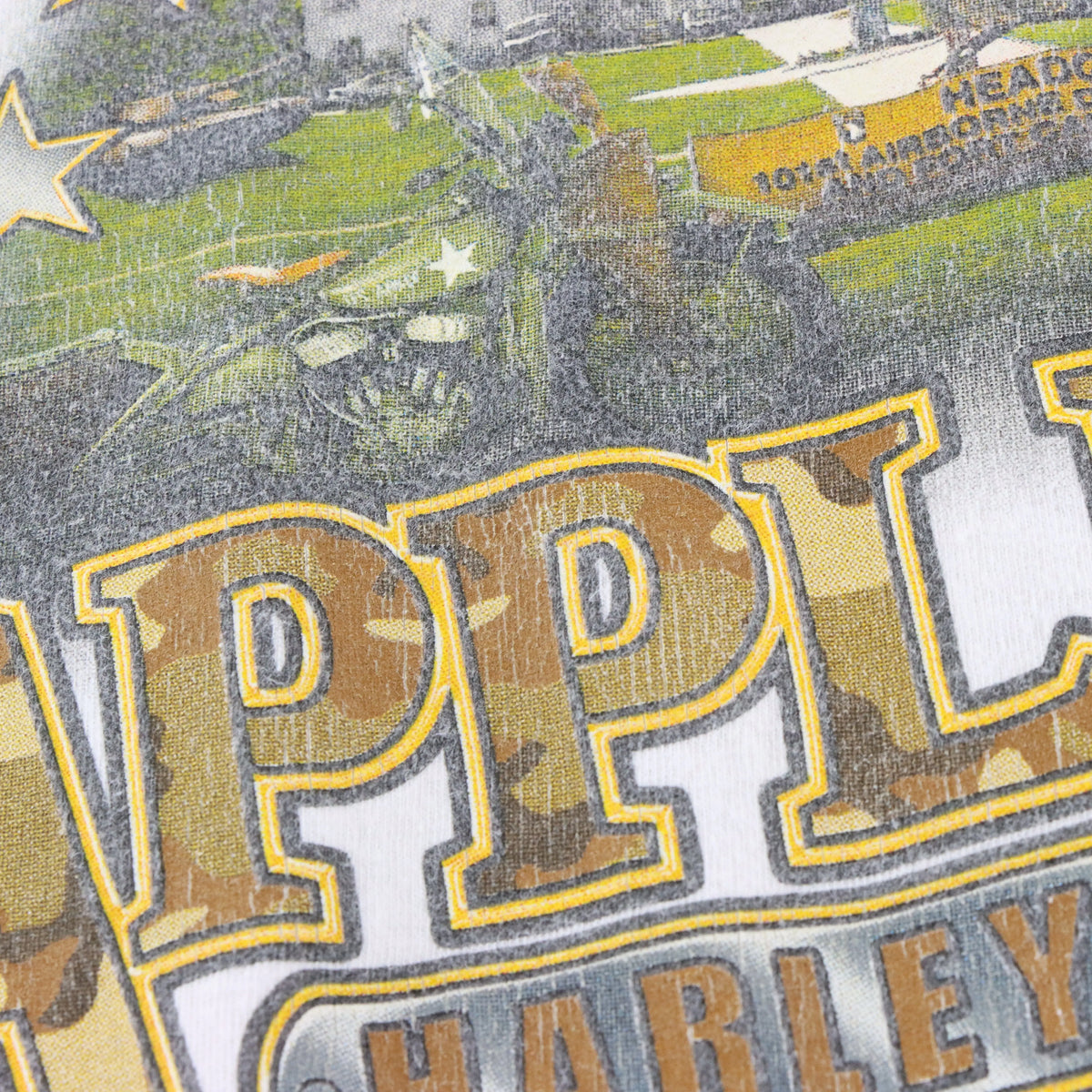Vintage HARLEY DAVIDSON Appleton Clarksville Tennessee White USA Made Motorcycle Tee (XL)