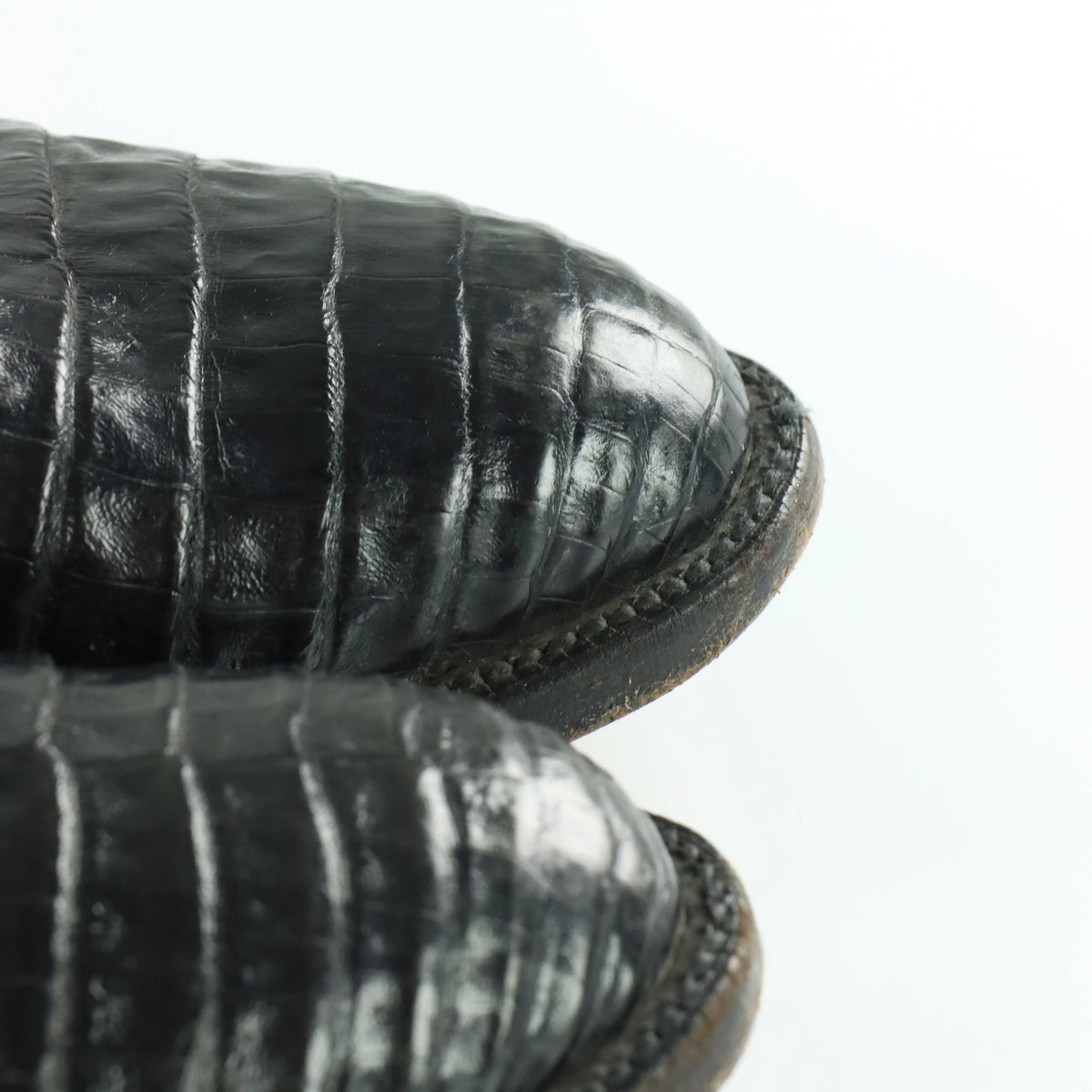 LUCCHESE Alligator Skin USA Made Black Western Boots (12) - Vintage Sole Melbourne