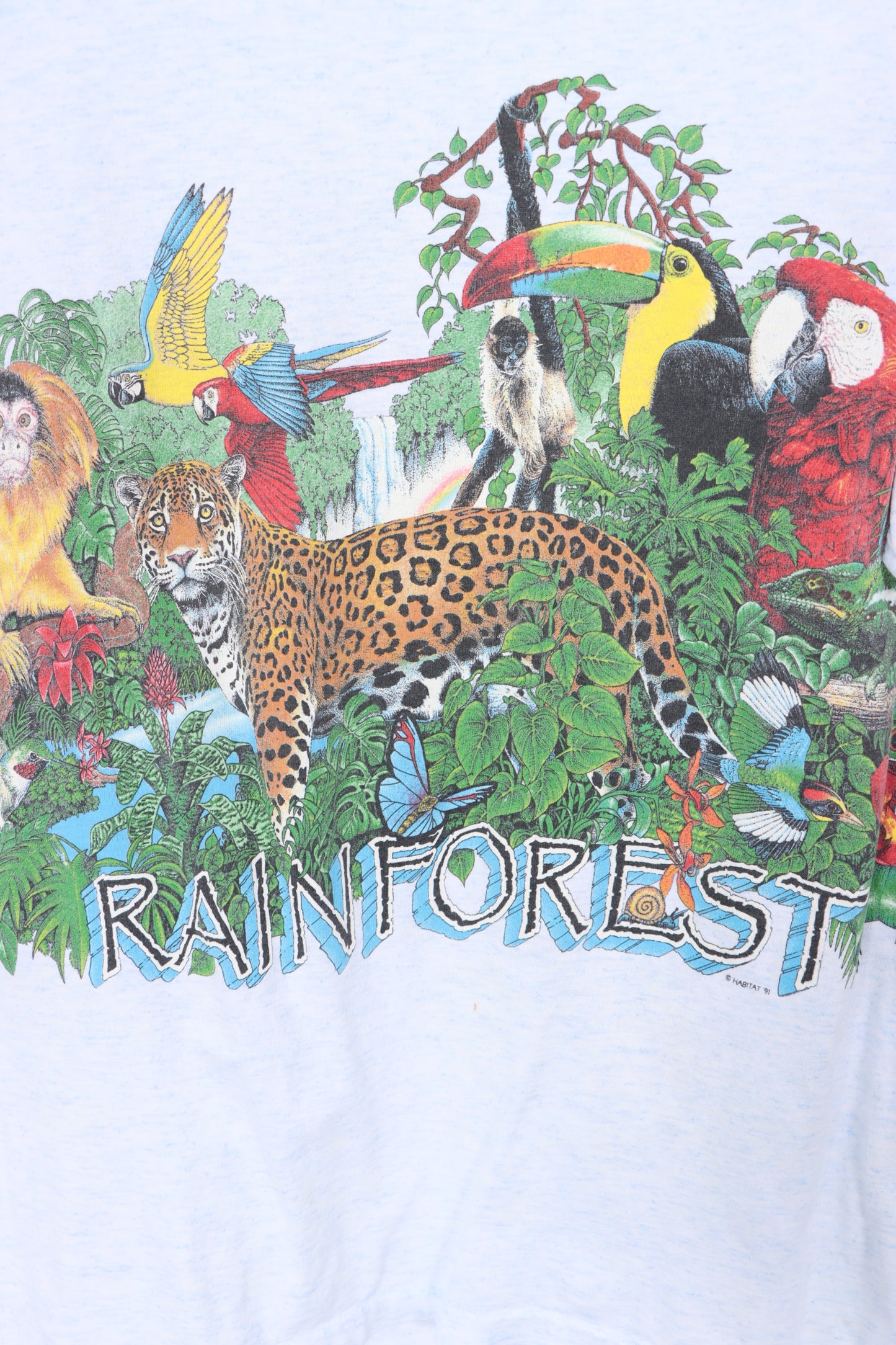 Vintage 1991 HABITAT Rainforest Animal USA Made T-Shirt (L)