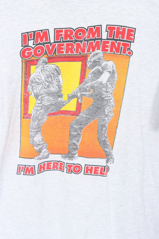 90s "I'm From The Government. I'm Here To Help" SWAT Team Graphic Tee (L)