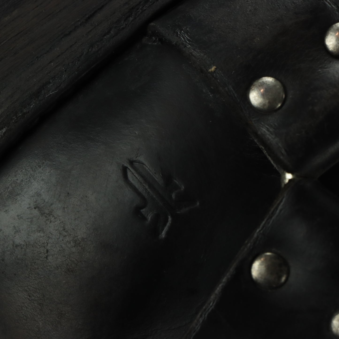 FRYE Harness Black & Silver Stud Buuckle Motorcycle Boots (10.5 D)