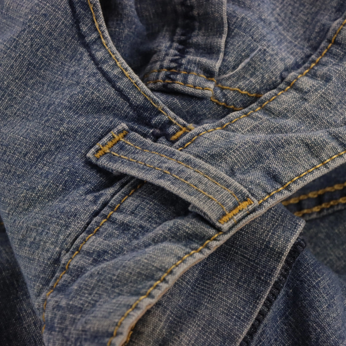 Vintage TIMBERLAND Embroidered Jorts Blue & Yellow Denim Jean Shorts (36)