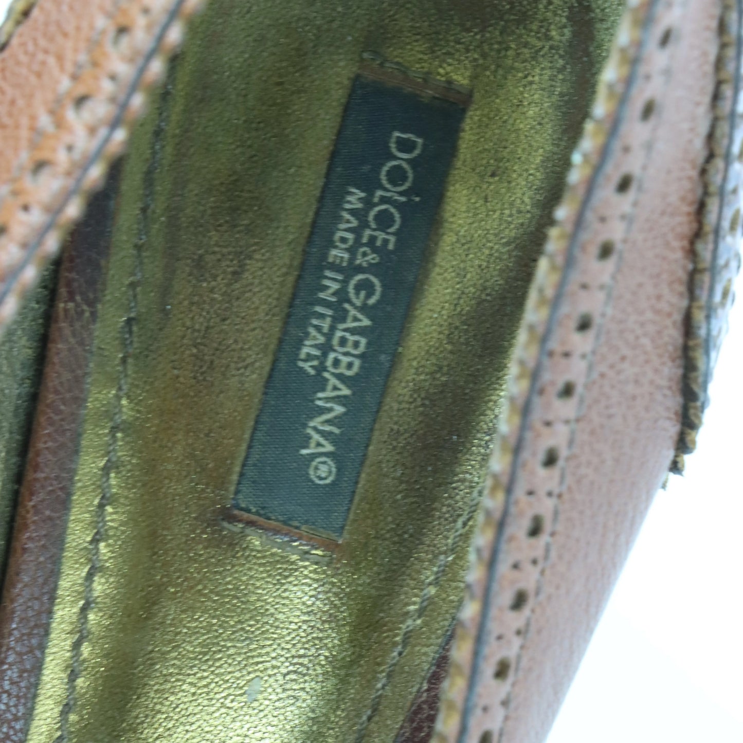 DOLCE & GABBANA Brogue Wingtip Italy Made Brown Pump Heels (40) - Vintage Sole Melbourne