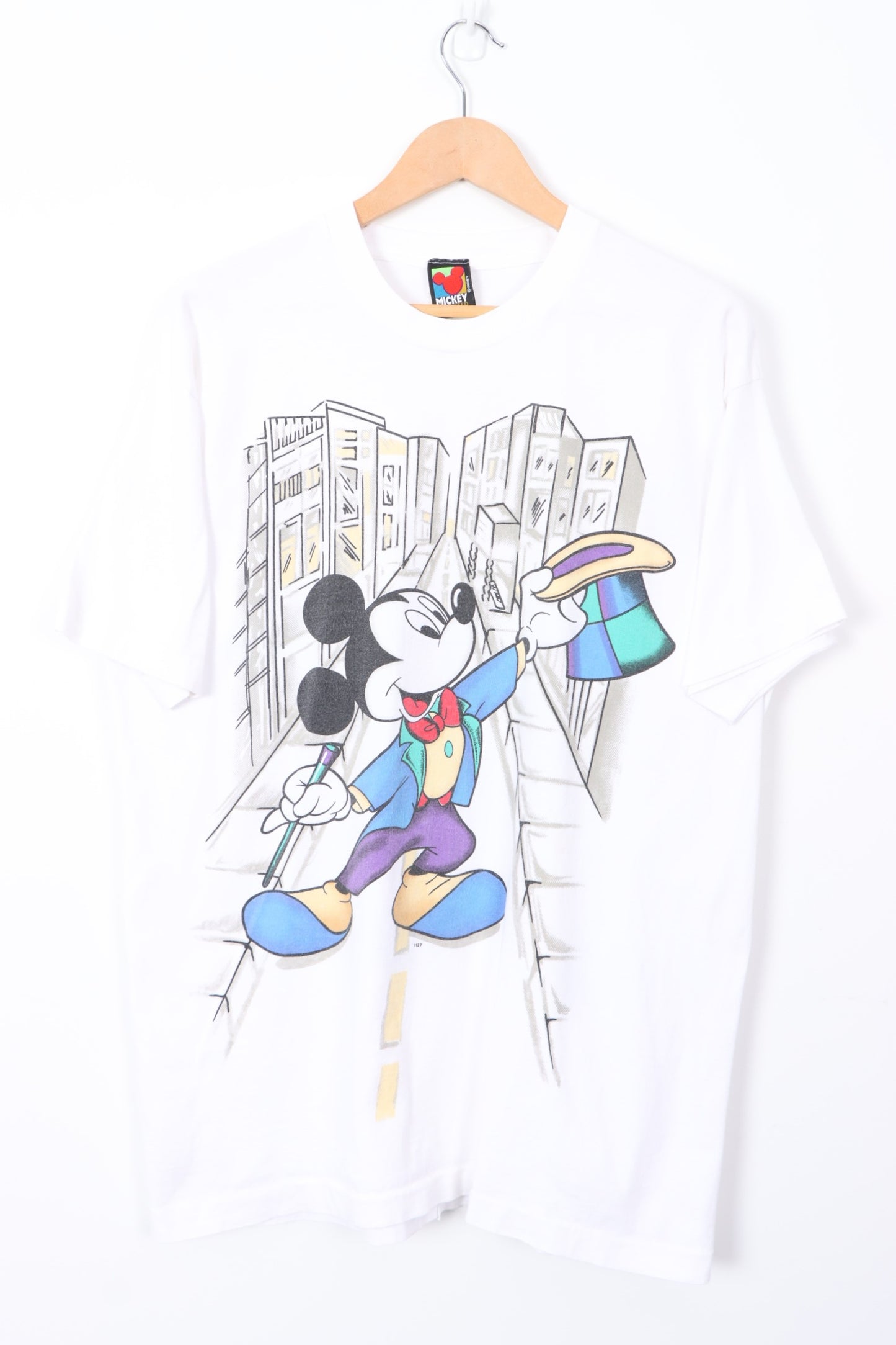 DISNEY Mickey Mouse Magician 90s Double Sided T-Shirt USA Made (L-XL)