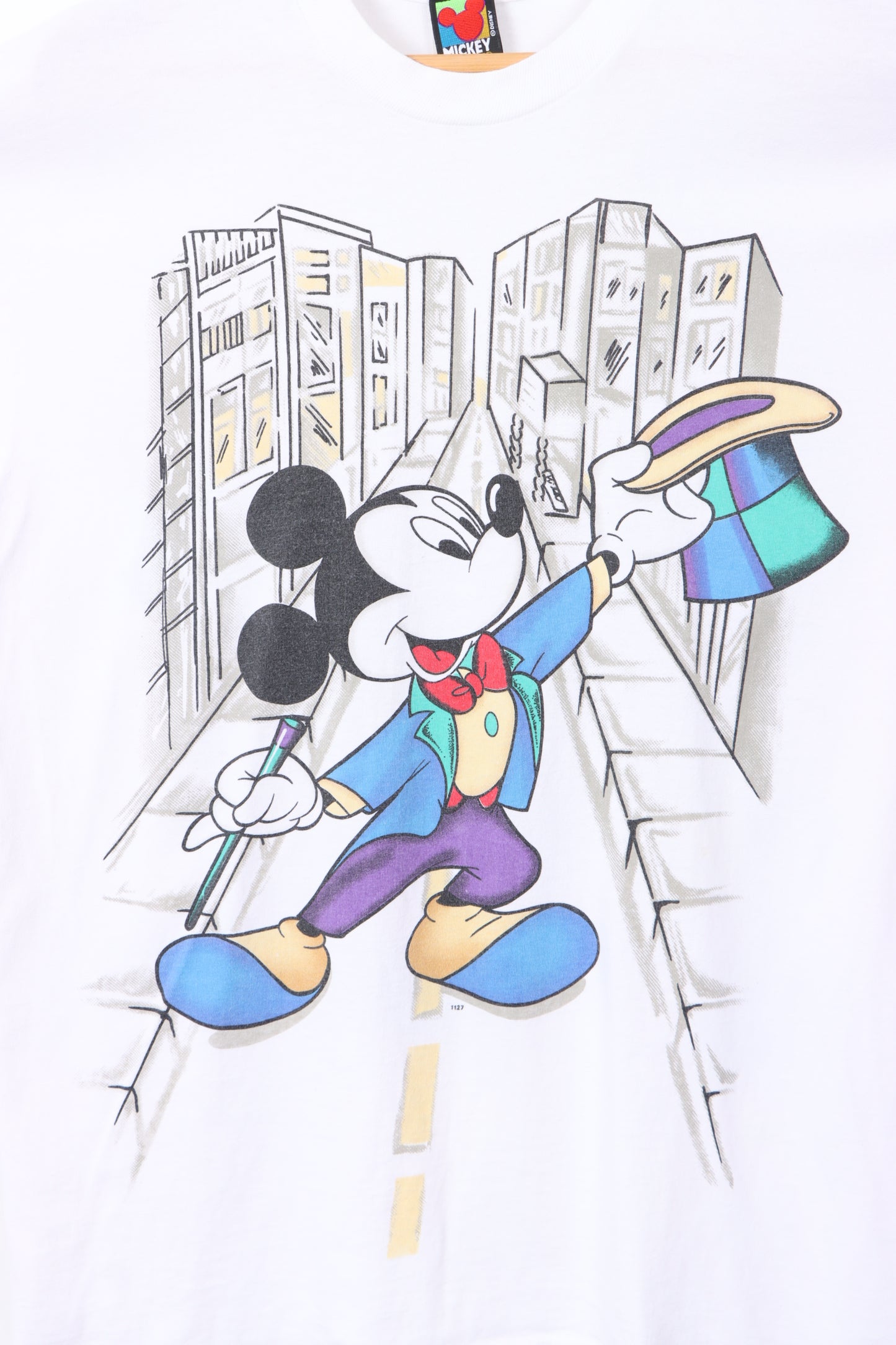 DISNEY Mickey Mouse Magician 90s Double Sided T-Shirt USA Made (L-XL)