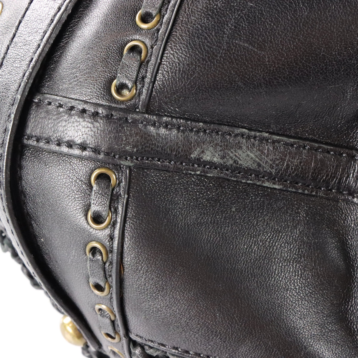 ISABELLA FIORE Woven Black Leather Hobo Bag