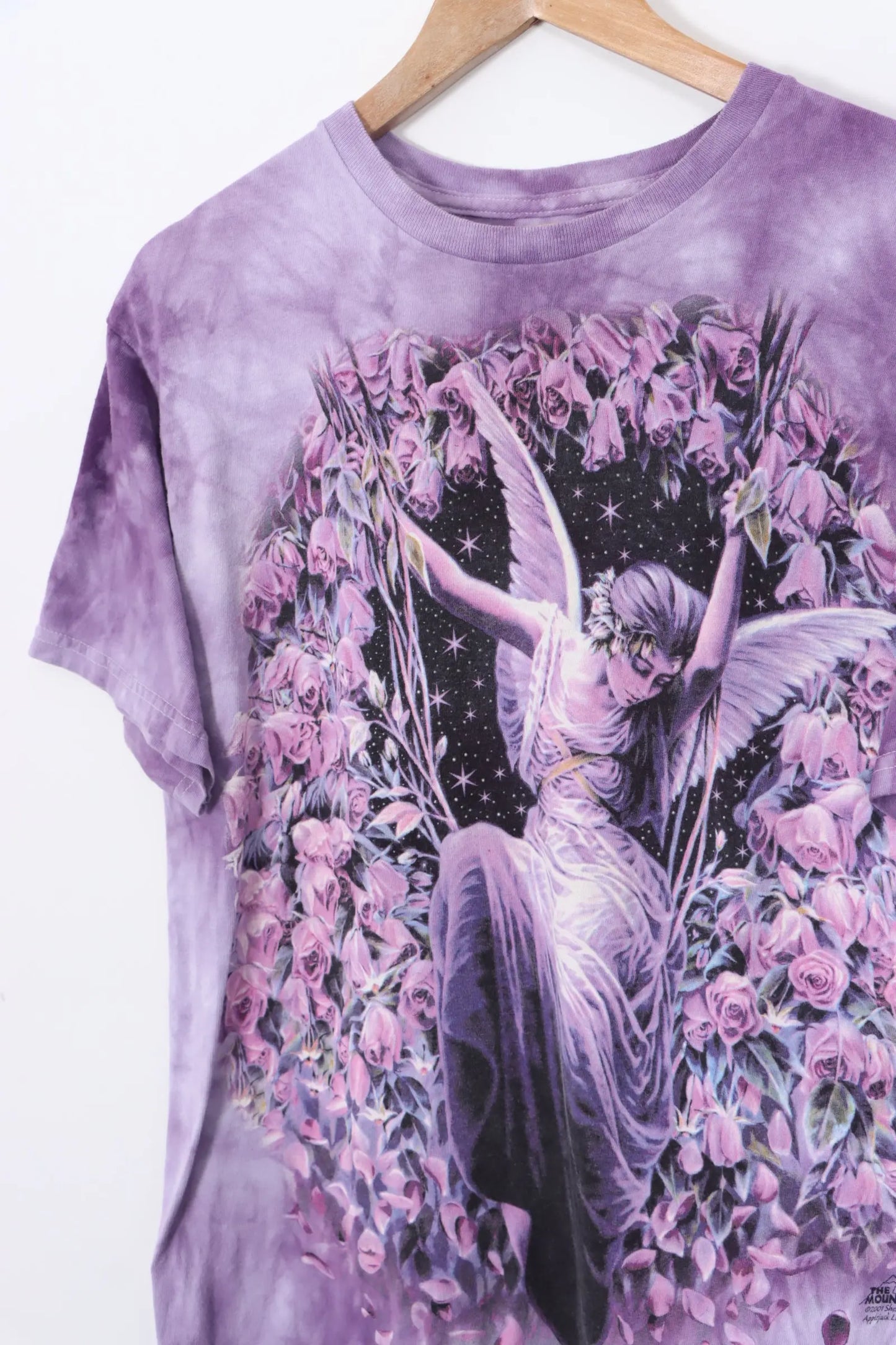 2001 THE MOUNTAIN Floral Fairy Large Graphic Purple T-Shirt (M) Vintage Sole Melbourne