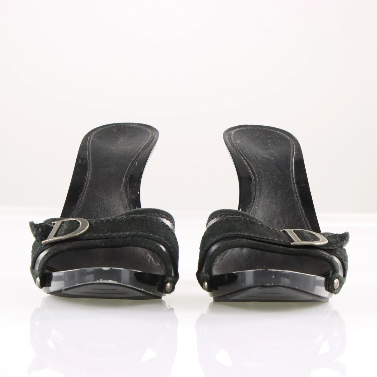 Vintage DIOR Suede Strap Logo Buckle Italian Made Mules (38.5)