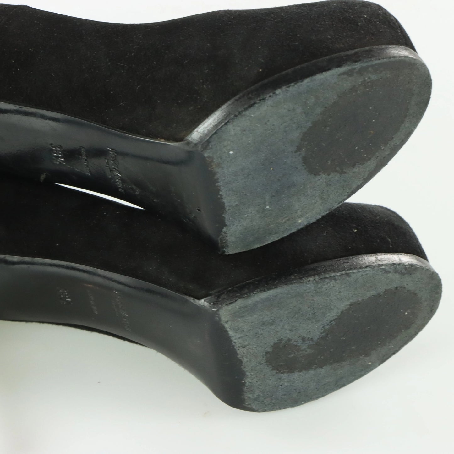 YVES SAINT LAURENT YSL Suede Platform Black Pump Heels (38.5) - Vintage Sole Melbourne