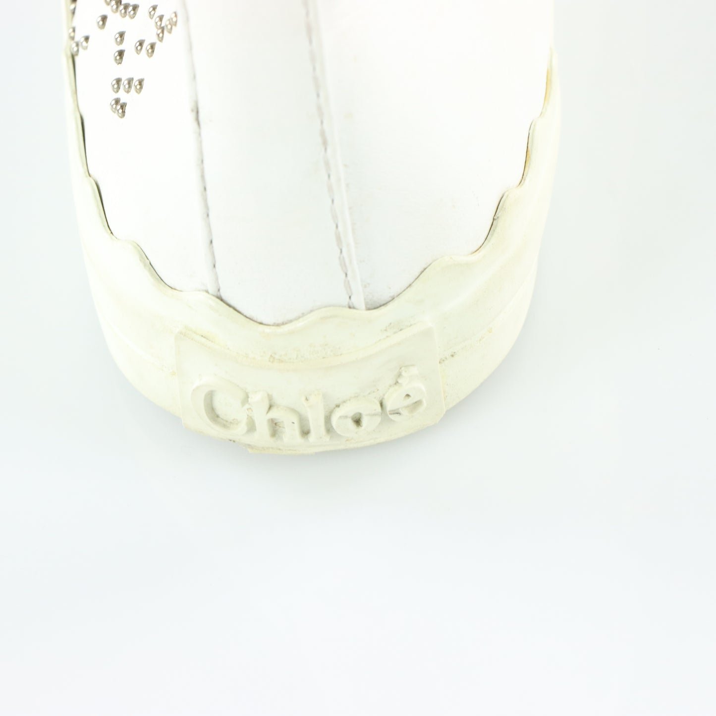 CHLOE 'Susanna' Silver Hardware Buckle High Top Spain Made Sneaker (38)