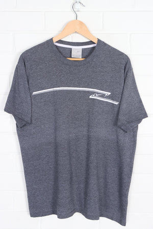 NIKE Dynamic Stripe Swoosh Logo Dark Grey T-Shirt (XL)