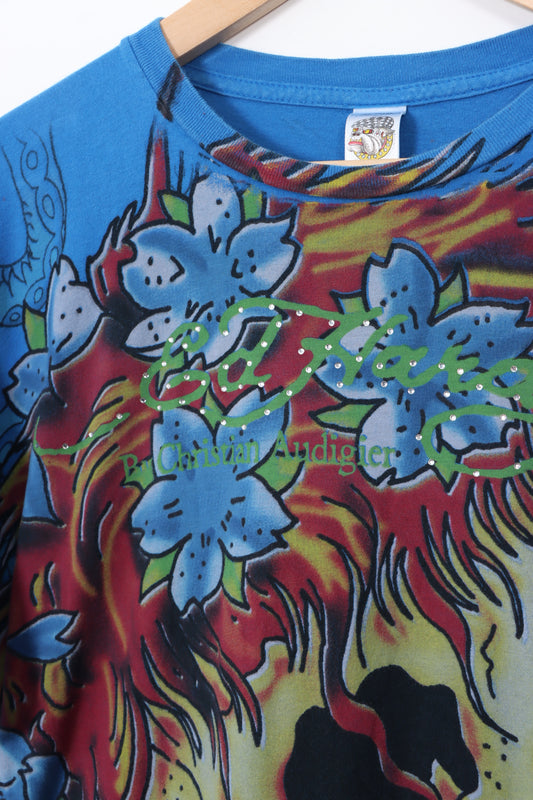 ED HARDY by Christian Audiger USA Made Skull Design Tee (L)