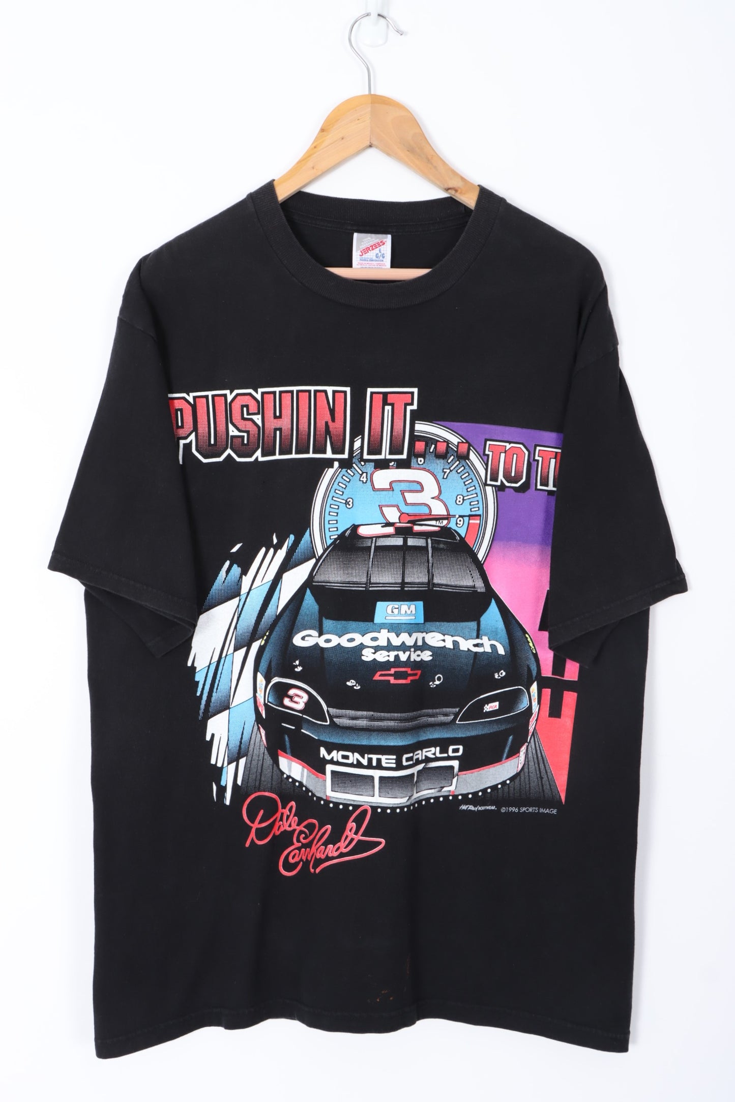 NASCAR 1996 Dale Earnhardt "Pushin It" Front Back T-Shirt (L)