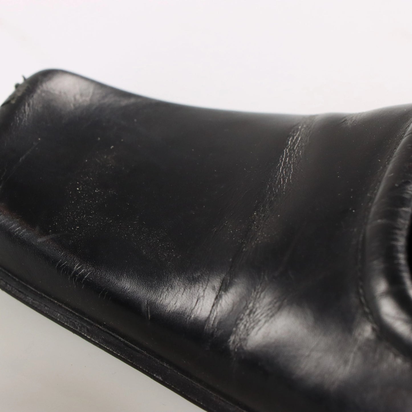 PRADA Mirror Heel Square Toe Black Leather Mule Heels (39.5) - Vintage Sole Melbourne