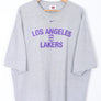 NBA Los Angeles Lakers NIKE Centre Swoosh Spell Out Logo T-Shirt (3XL)