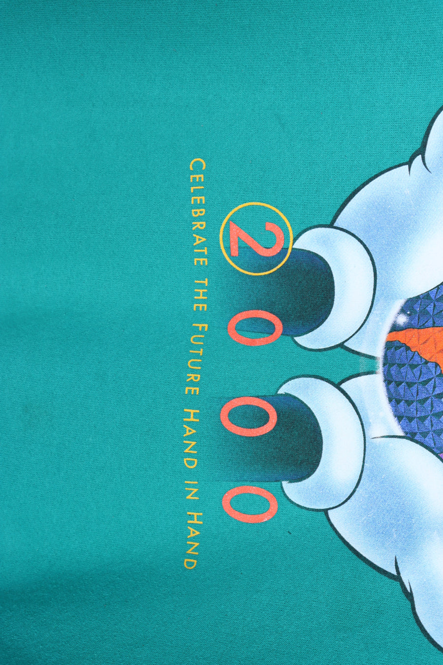 Vintage DISNEY Mickey Mouse Epcot 'Create the Future' Teal Sweatshirt (XXL)