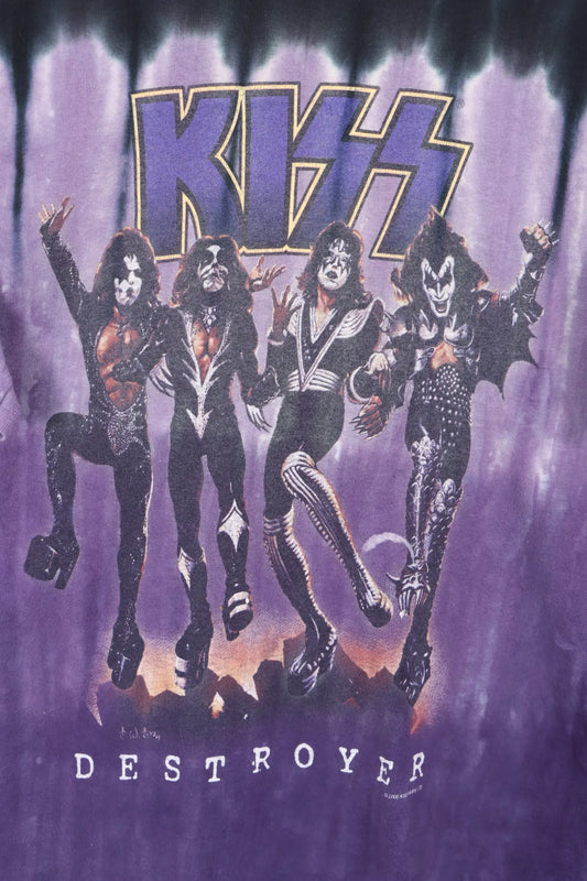 LIQUID BLUE Kiss Destroyer Tour Tie Dye Music Tee (S-M) Vintage Sole Melbourne