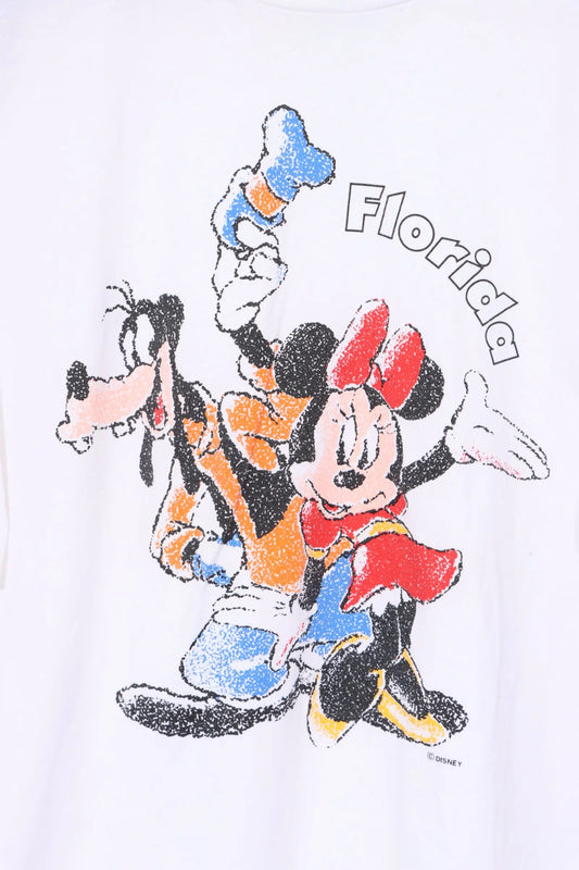 DISNEY Minnie and Goofy Florida White USA Made T-Shirt (L) Vintage Sole Melbourne