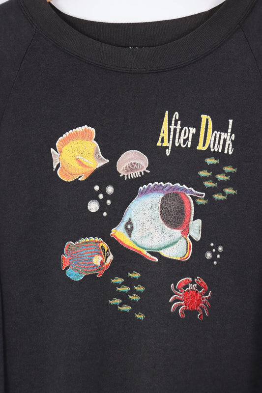 After Dark Fish & Nature Graphic Sweatshirt (L-XL) Vintage Sole Melbourne