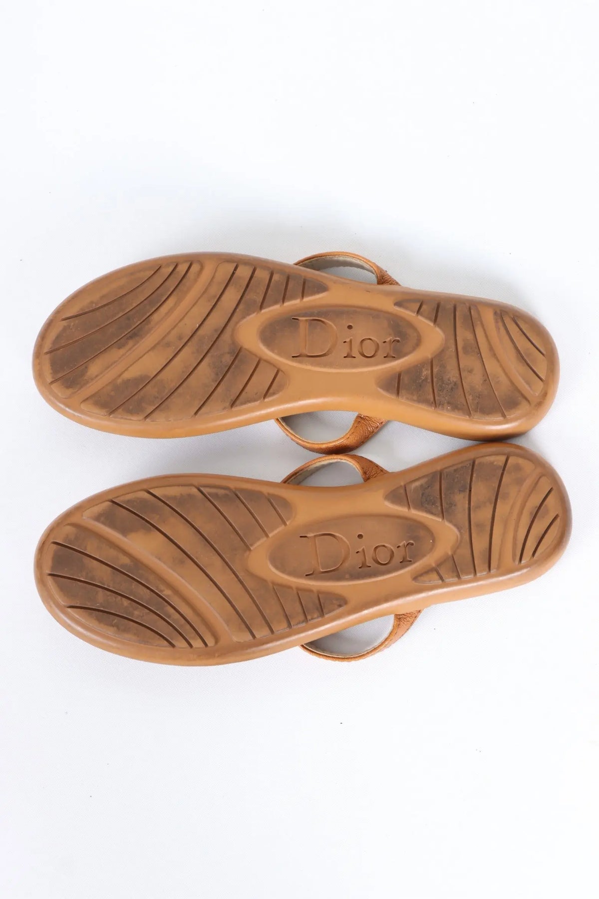 CHRISTIAN DIOR Lock Charm Leather Thongs Sandals (37) Vintage Sole Melbourne