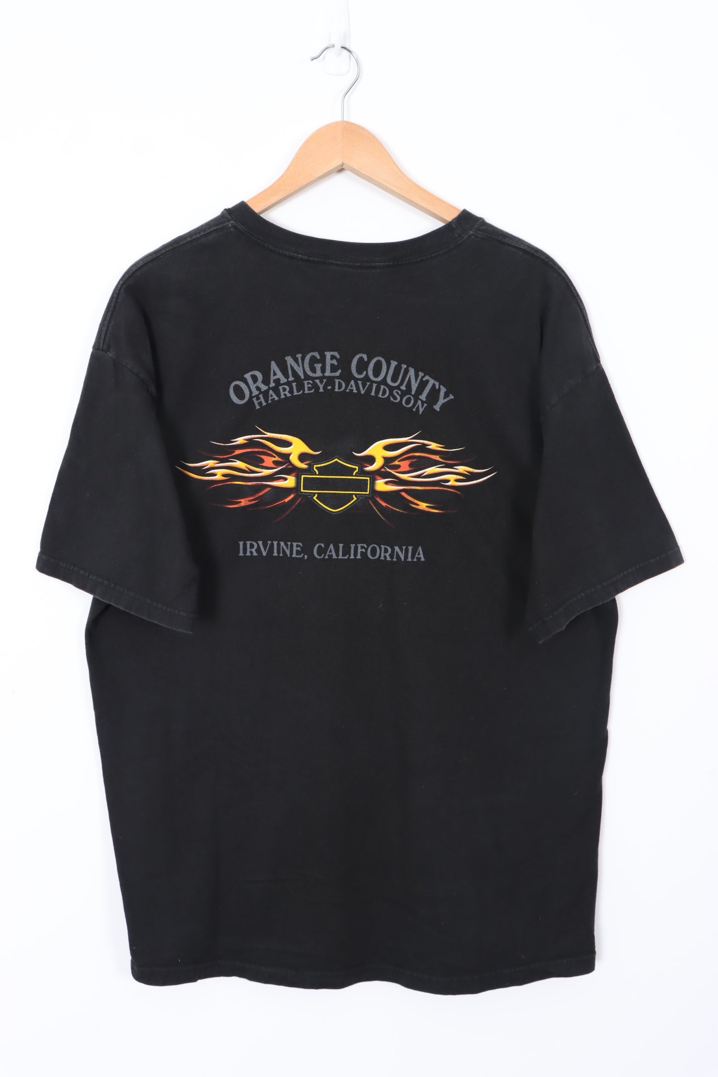 HARLEY DAVIDSON Orange County Flame Logo USA Made Tee (XL)