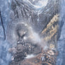 THE MOUNTAIN 1999 Ted Blaylock Train Scene Tie Dye Blue T-Shirt (XL)