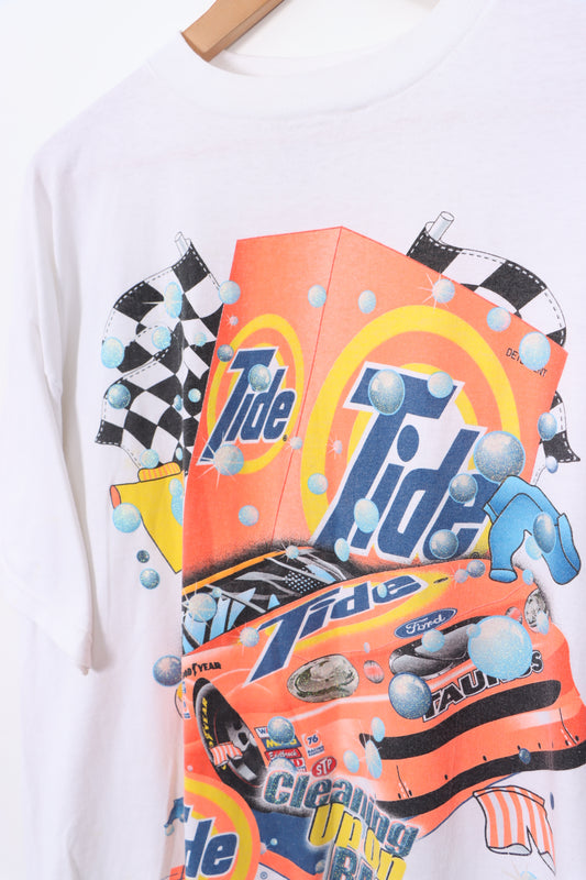 1999 NASCAR Tide 'Cleaning up on Raceday' 50/50 White Tee (XL)