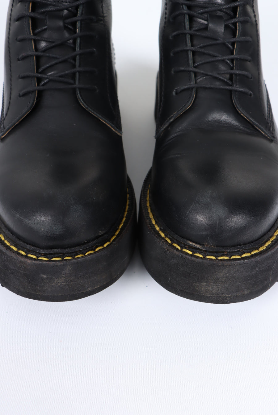 R13 'Single Stack' Black Leather Platform Boots Italy Made (39)