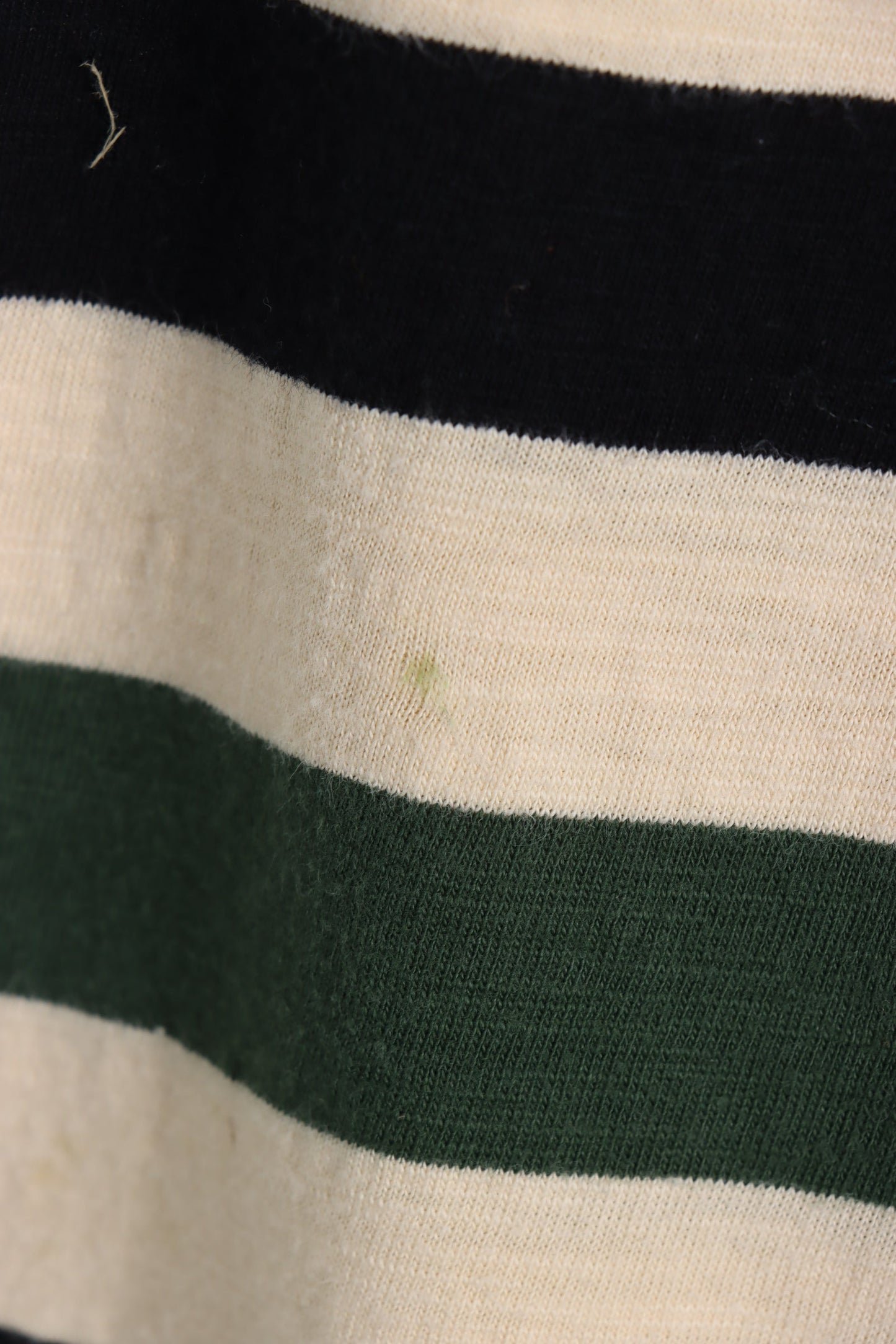 GUESS Embroidered Green Black & Beige Striped Long Sleeve T-Shirt (L-XL)