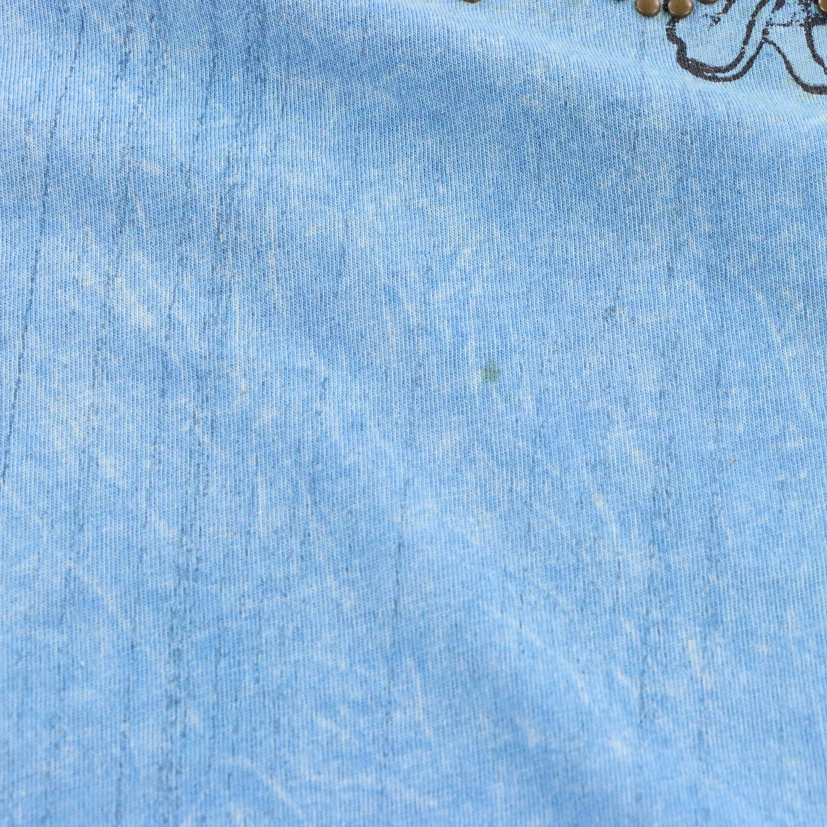 Vintage "SANCTIFIED" Studded Eagle Bright Blue Y2K Style Tee (M-L)