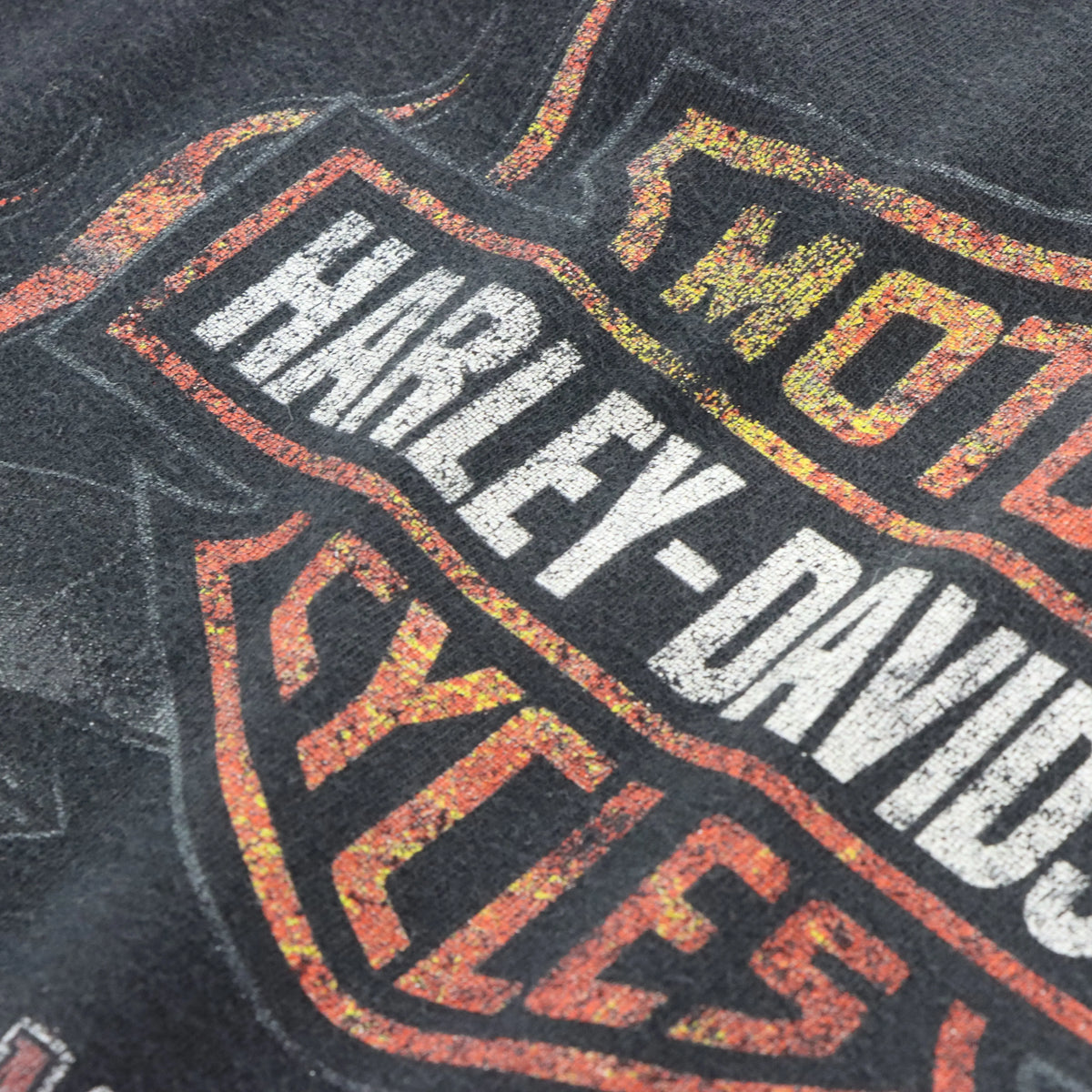 Vintage HARLEY DAVIDSON Horsepower Snarling Wolf & Motorcycles Front Pocket Long Sleeve Tee (L)