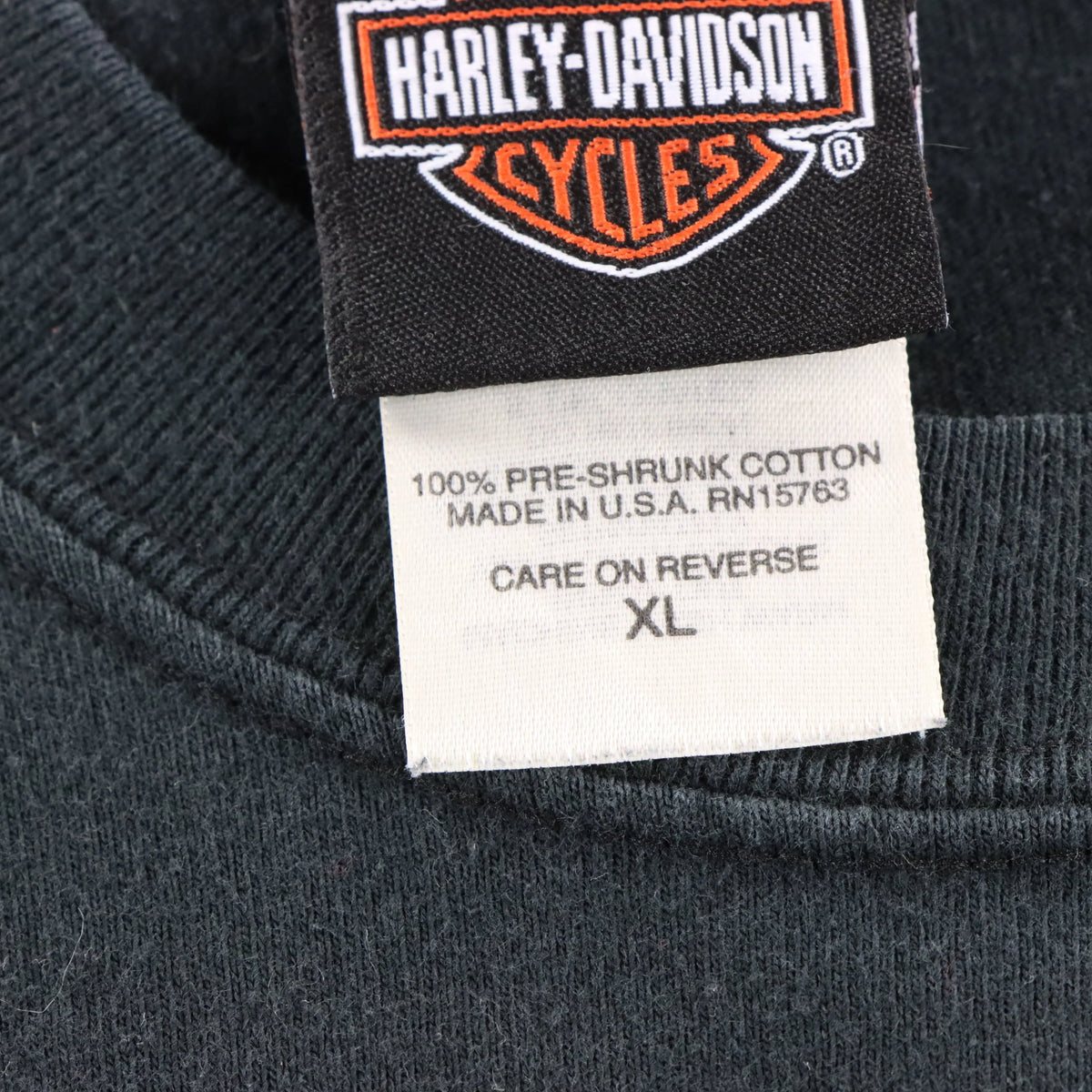 Vintage HARLEY DAVIDSON Mechanical Skull Billings Montana USA Made Black T-Shirt (XL)