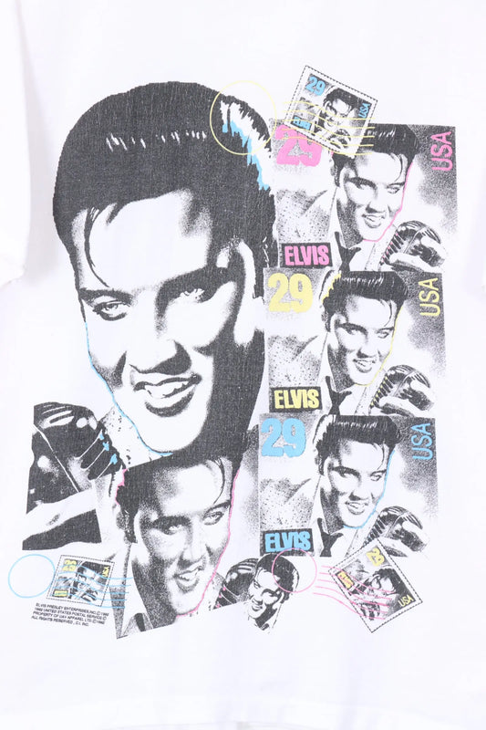 1992 Vintage ELVIS PRESLEY Colourful 29 Stamp Music Tee (L) Vintage Sole Melbourne