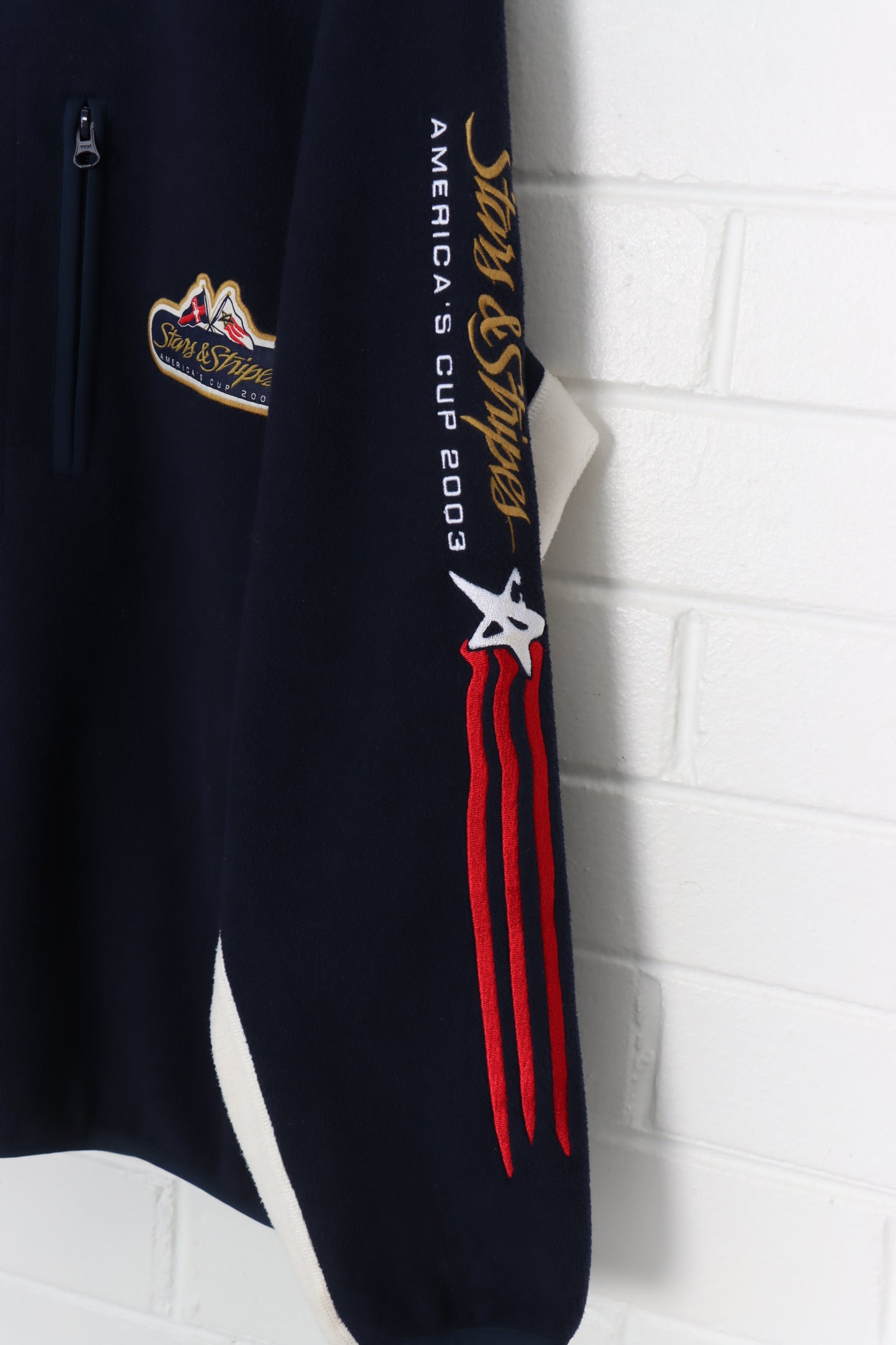 NAUTICA Stars & Stripes Embroidered 1/4 Zip Up Fleece (XL) - Vintage Sole Melbourne