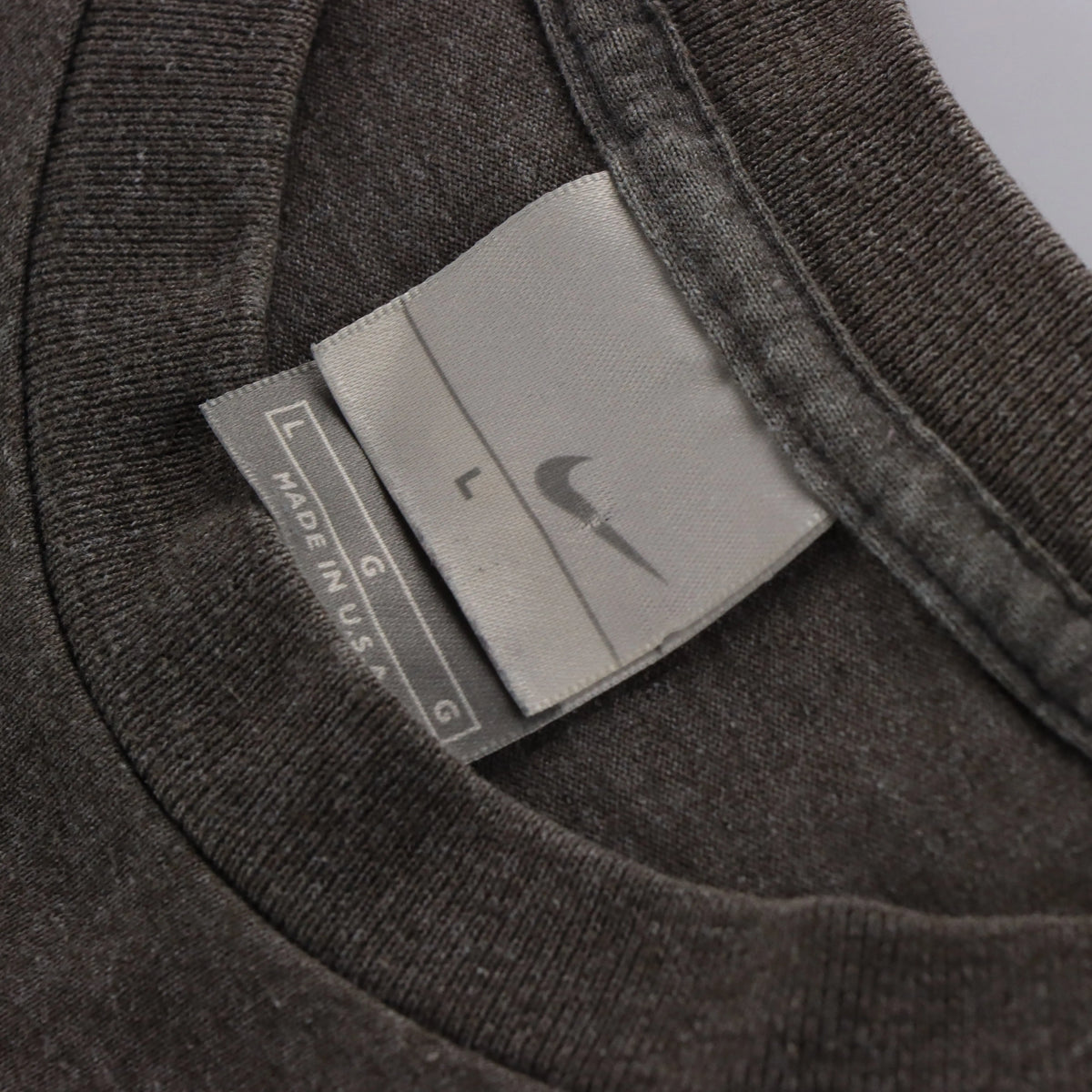 NIKE Graphic Swoosh Logo Grey & Red 50/50 USA Made Tee (L-XL) Vintage Sole Melbourne