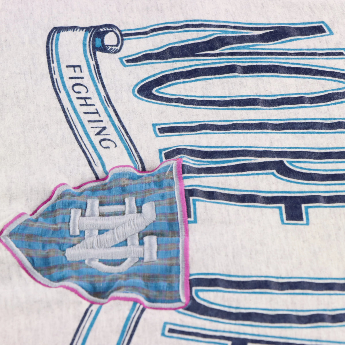 Vintage NOTRE DAME Cathedral Embroidered Grey & Blue USA Made T-Shirt (L)