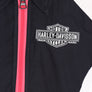 HARLEY DAVIDSON Embroidered Pink & Black Zip Up Tee (Women's M)