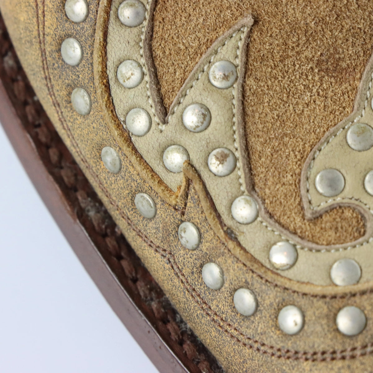 Vintage BOOTS & BELTS CO. Tan Studded Suede 'Old Gringo' Western Mules (8)