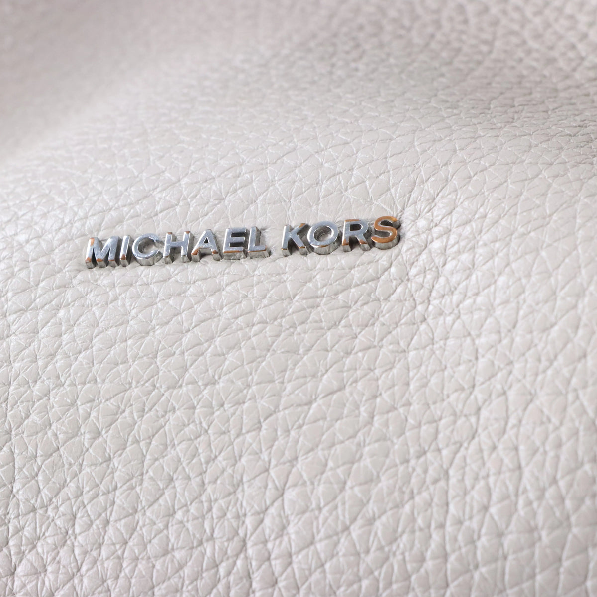 MICHAEL KORS 'Dahlia' Python-Print Knot Handle Taupe Pebbled Leather Bag