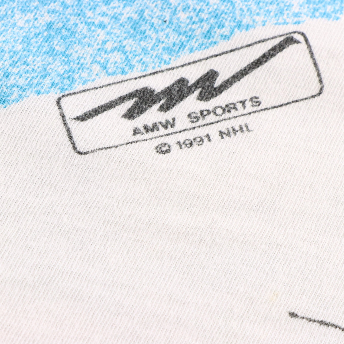Vintage 1991 NHL San Jose Sharks Hockey Illustration All Over Print Single Stitch Tee (XL)