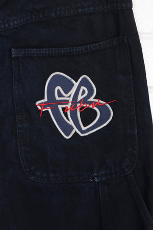 FUBU Dark Wash Embroidered Back Pocket Y2K Carpenter Jeans (34)