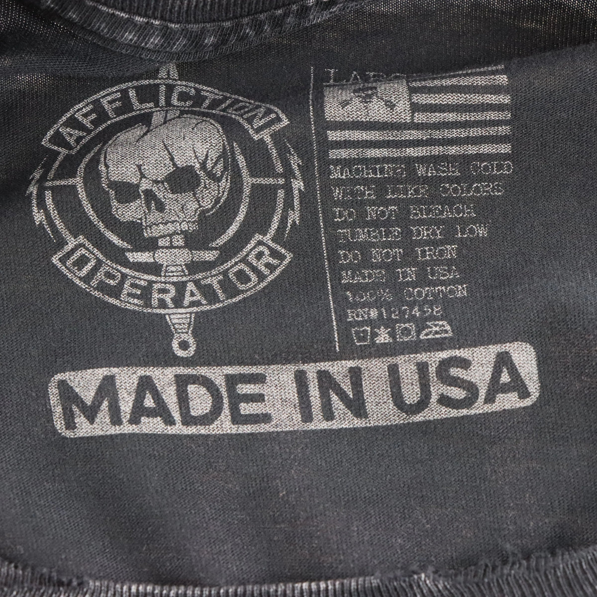 AFFLICTION Operator "Live Free Die Hard" Snake & Soldier Skull USA Made Vintage Y2K T-Shirt (L)