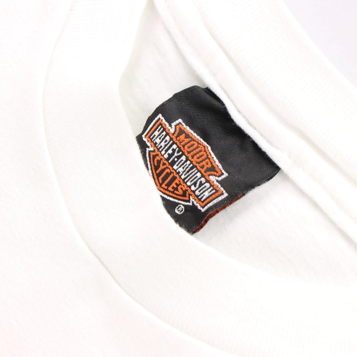 Vintage HARLEY DAVIDSON Racing White & Orange Motorcycle Long Sleeve T-Shirt (XL-XXL)