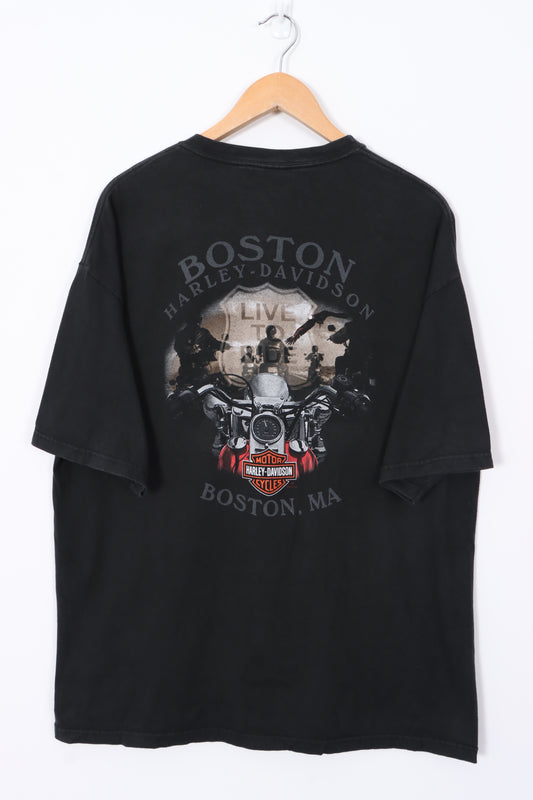 HARLEY DAVIDSON Hog's Blood Motor Oil Front Back T-Shirt USA Made (XL)